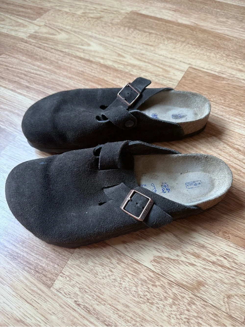 Birkenstock Dark Brown Suede Slip-On Clog with Buckle